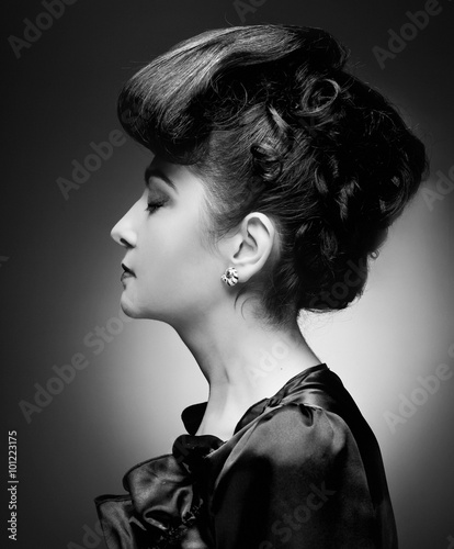 beautiful woman with stylish hairstyle 