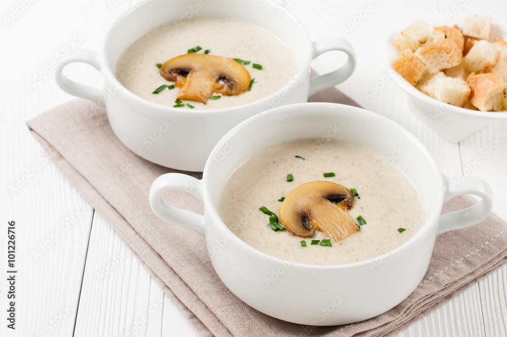 Two bowls of mushroom cream soup Two bowls of mushroom cream soup