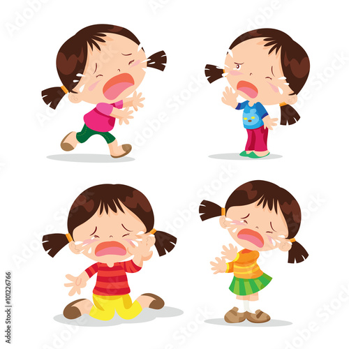 Cute girl crying cartoon