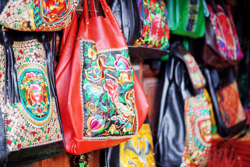 Handmade bags decorated with traditional Chinese embroidery
