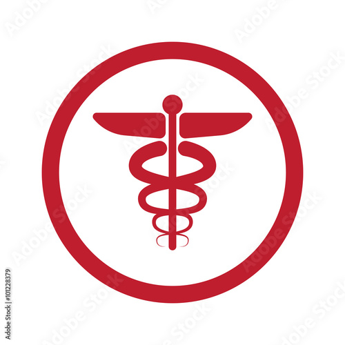 Flat red medical symbol icon in circle on white