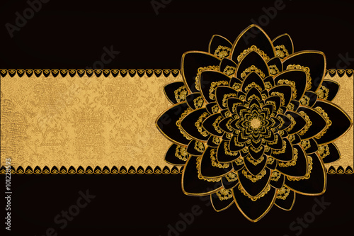 black and gold background with jeweled flowern photo