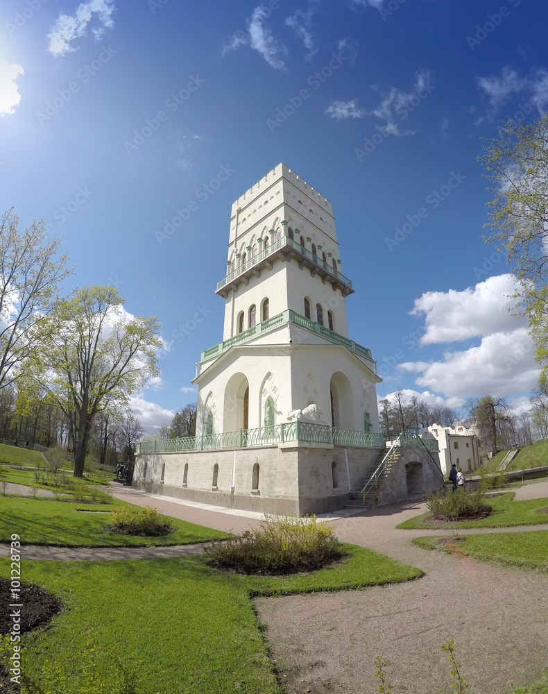 The White Tower in Tsarskoye Selo  in Aleksandrovsky park, Pushkin, Russia