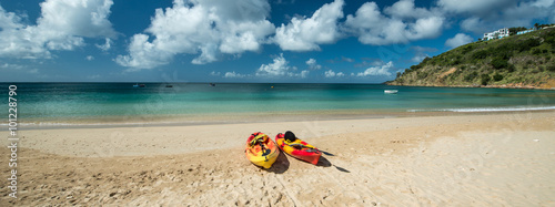 Fototapeta Naklejka Na Ścianę i Meble -  Kayaks in Barnes Bay, Anguilla Island