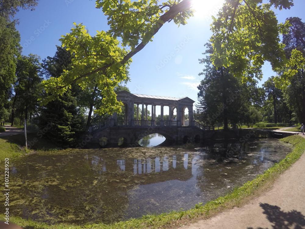 Marble (Palladian) Bridge, or Siberian Marble gallery. Catherine Park. Pushkin. Petersburg