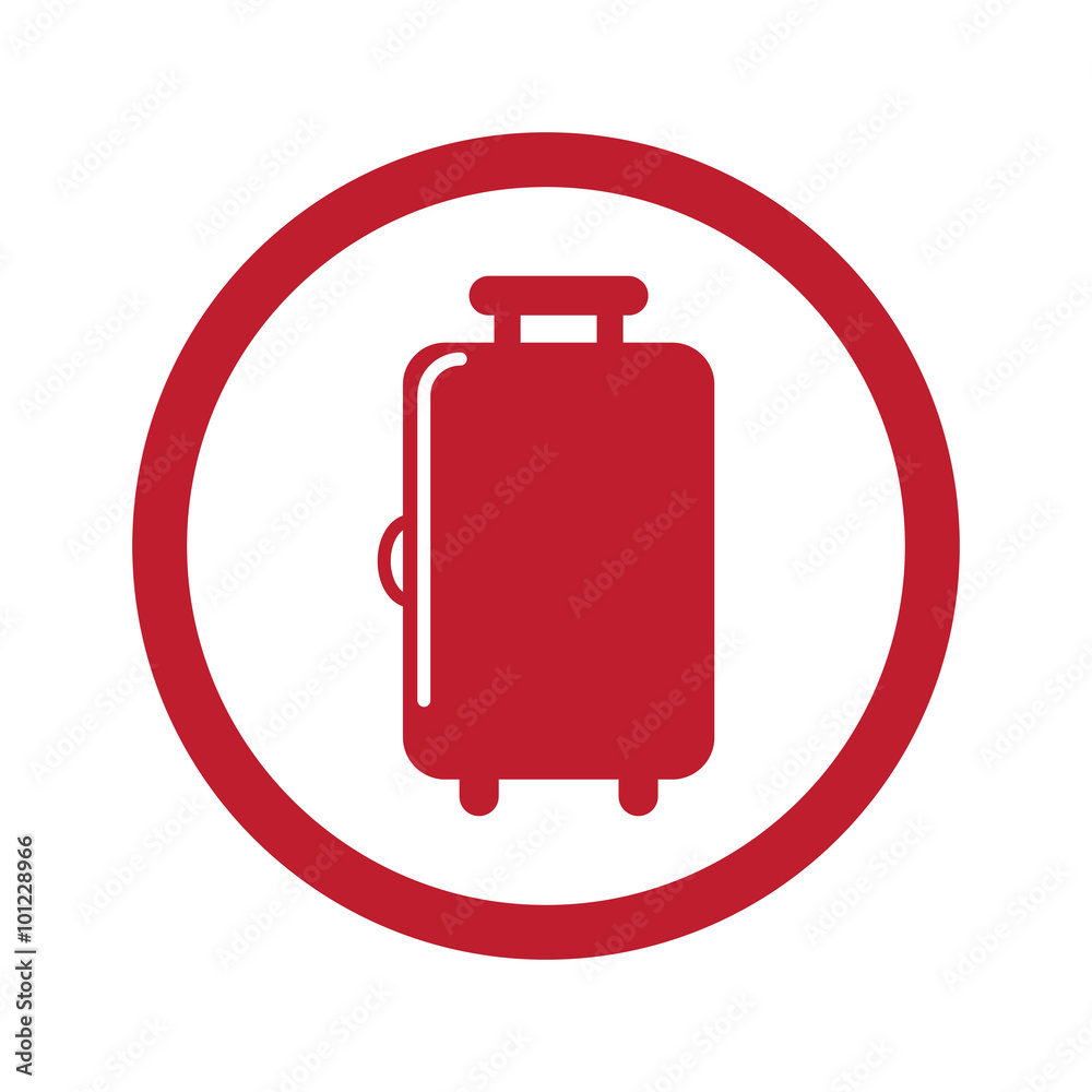 Flat red Luggage icon in circle on white