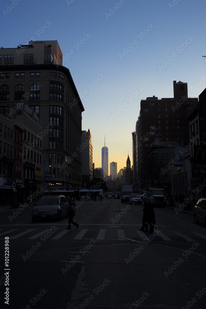 Sundown in Manhattan with 1WTC in background