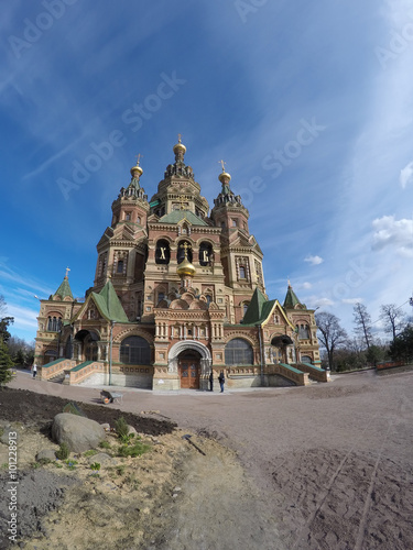 Russia, suburb of Saint Petersburg, the St. Peter and Paul Church. .lens fish eye.