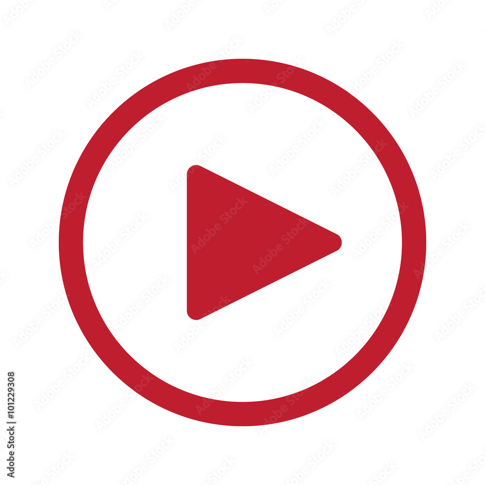 Flat red Play icon in circle on white Flat red Play icon in circle on white