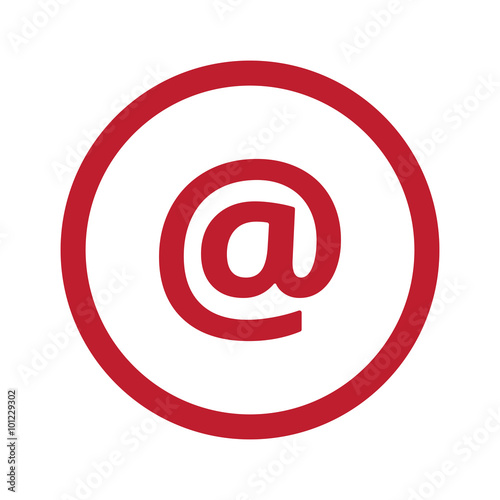 Flat red E-Mail icon in circle on white
