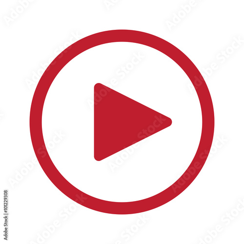 Flat red Play icon in circle on white Free Download Flat red Play icon in circle on white - GFXLoad