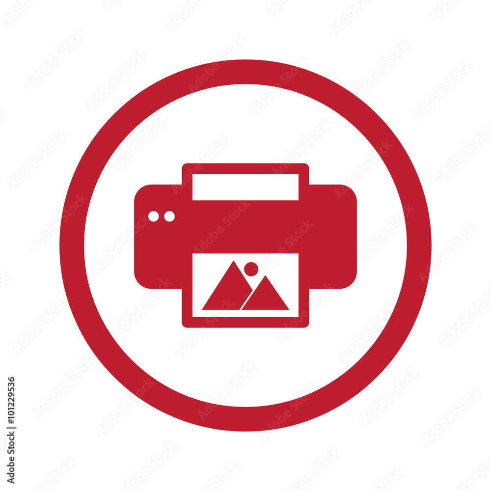 Flat red Photo Printing icon in circle on white Flat red Photo Printing icon in circle on white