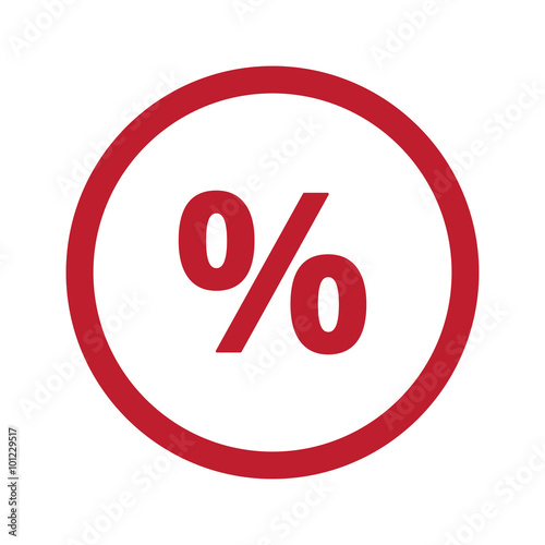 Wallpaper Mural Flat red Percentage icon in circle on white Torontodigital.ca