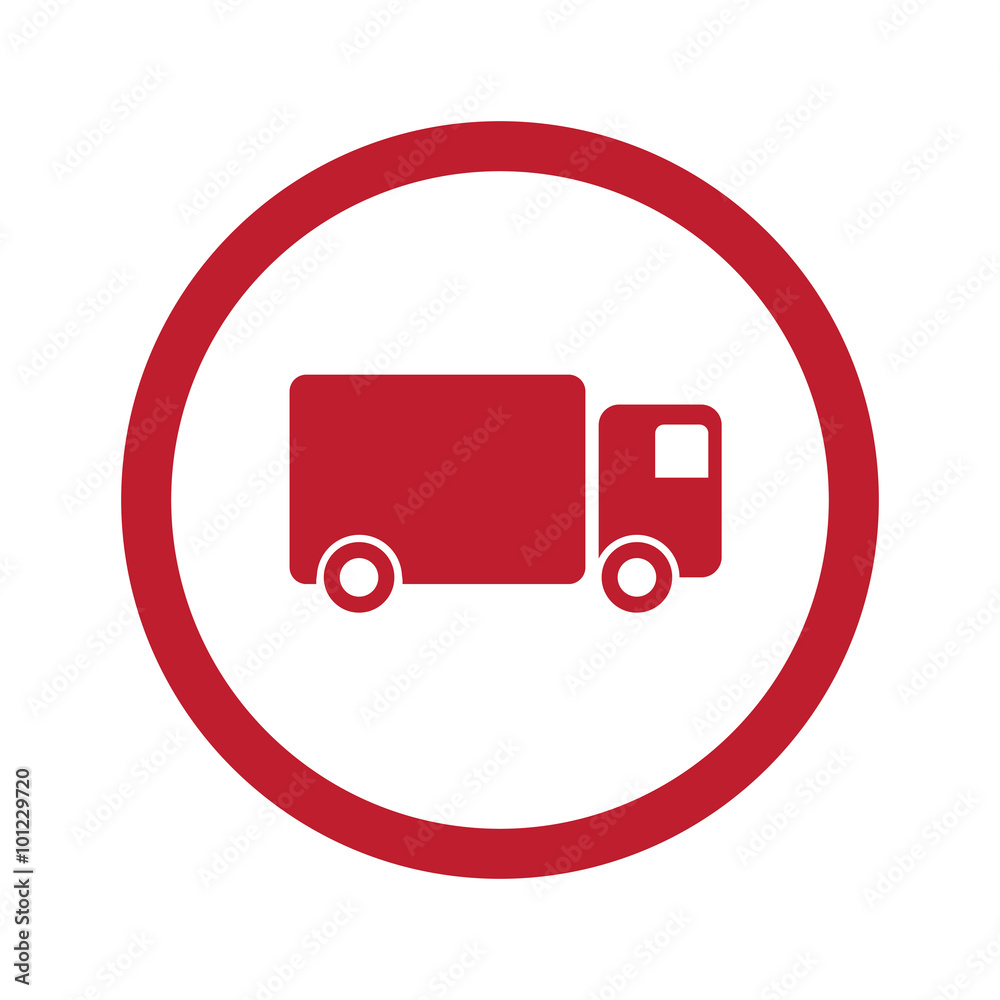 Flat red Delivery Truck icon in circle on white Flat red Delivery Truck icon in circle on white