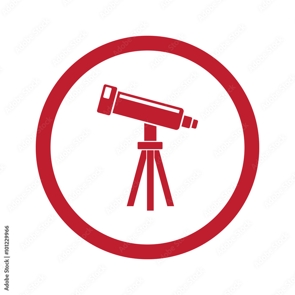 Flat red Telescope icon in circle on white Flat red Telescope icon in circle on white