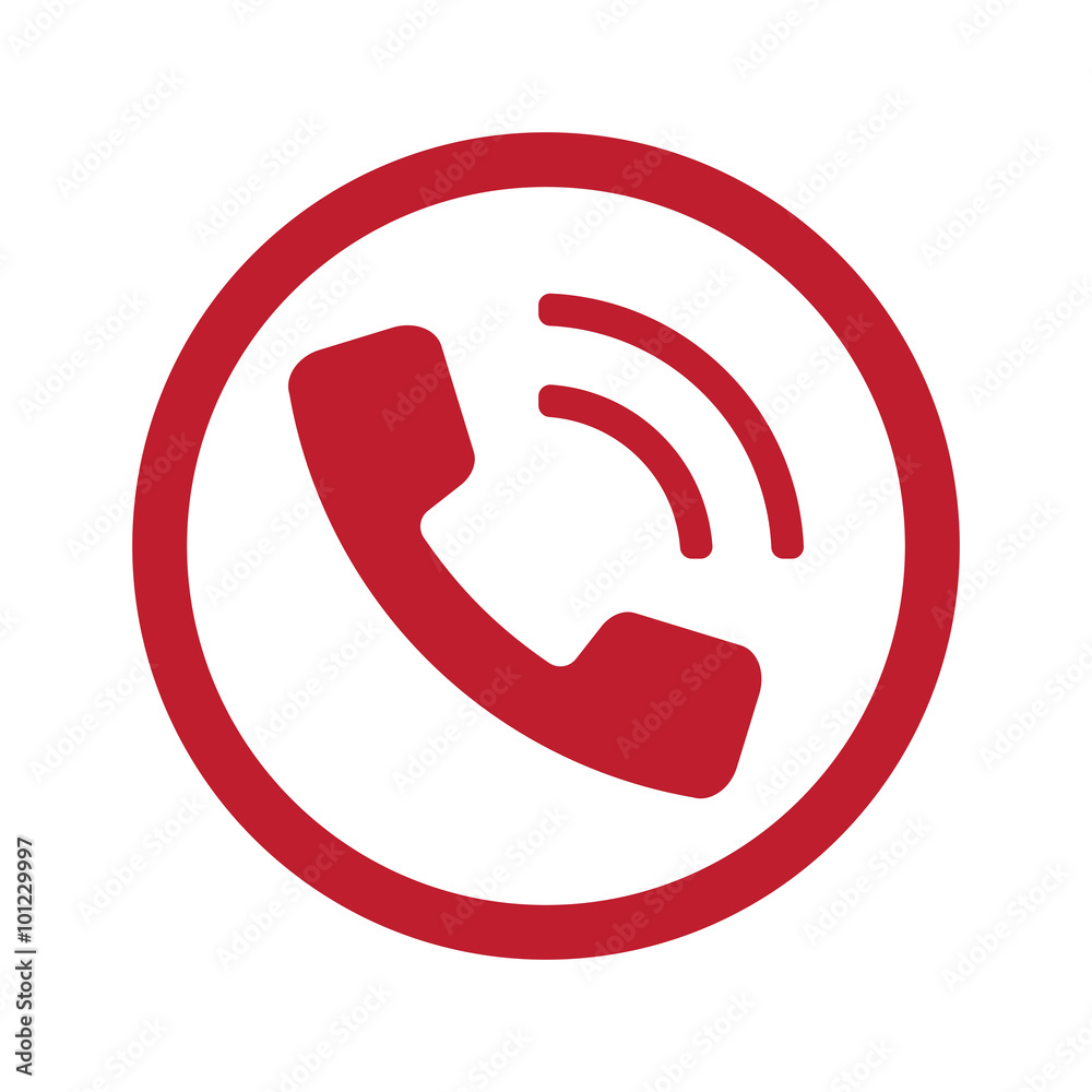 Flat Red Phone Icon In Circle On White Stock Vector Adobe Stock
