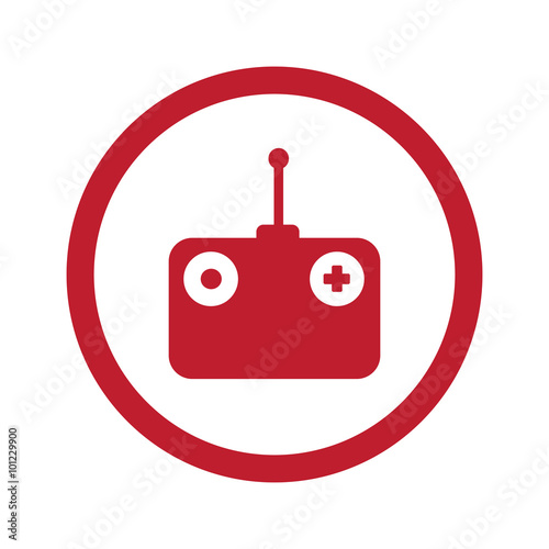 Flat red Radio Control icon in circle on white