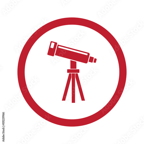 Flat red Telescope icon in circle on white