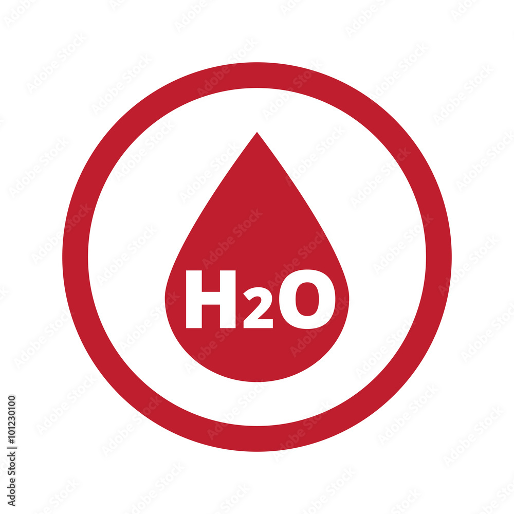 Flat red Water icon in circle on white Flat red Water icon in circle on white
