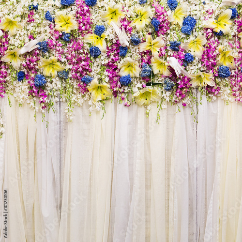 Fototapeta Naklejka Na Ścianę i Meble -  Beautiful flowers background for wedding scene