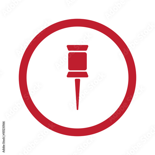 Flat red Pushpin icon in circle on white