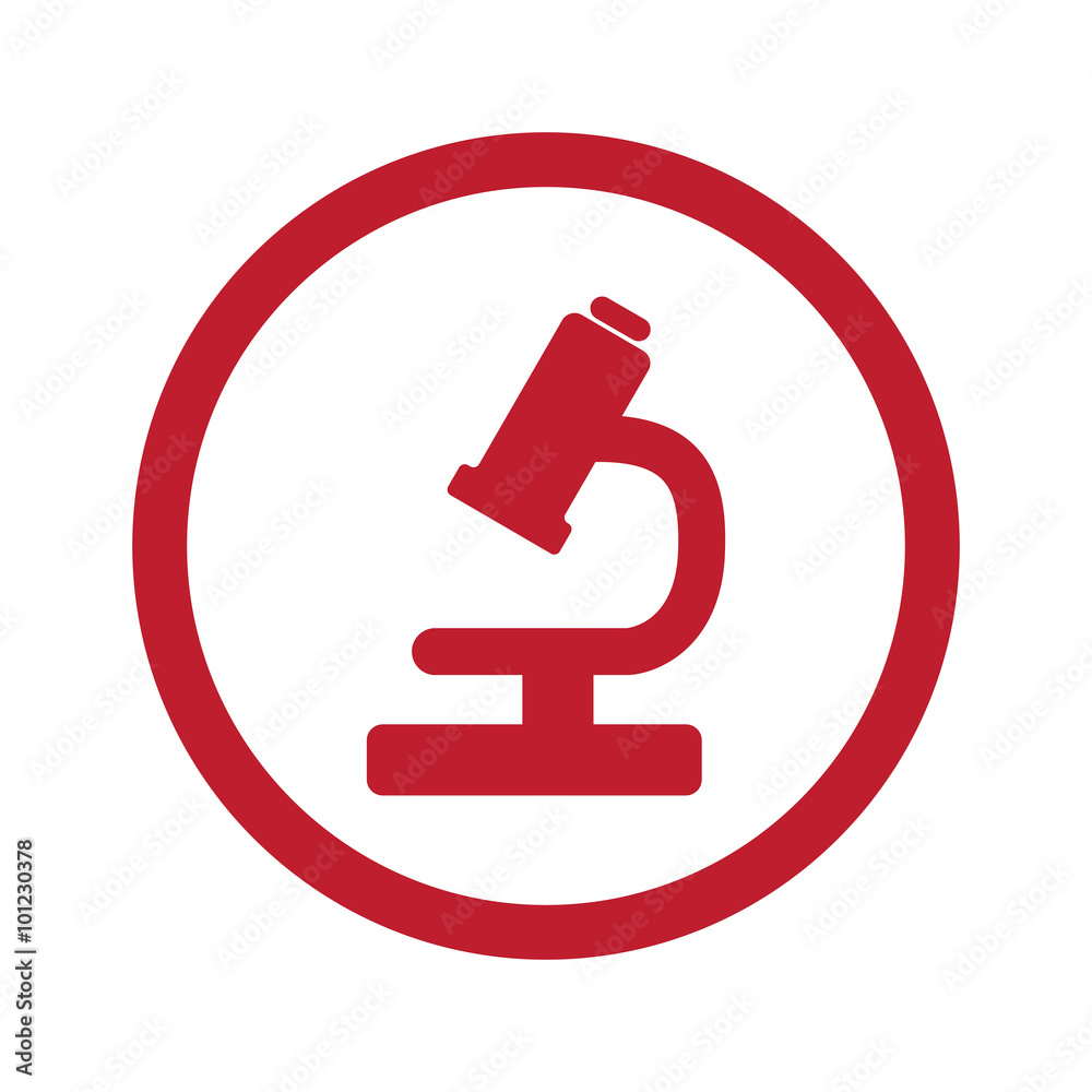 Flat red Microscope icon in circle on white Flat red Microscope icon in circle on white