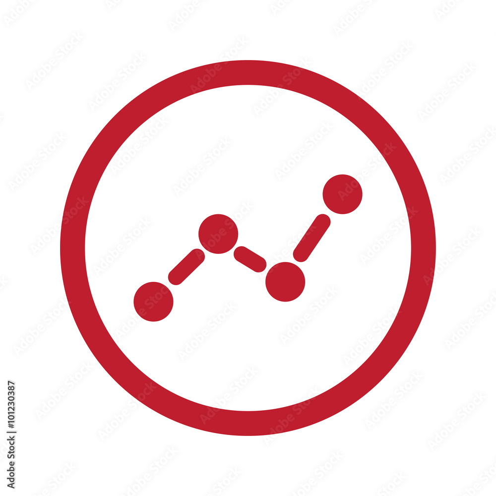 Flat red Graph icon in circle on white Flat red Graph icon in circle on white