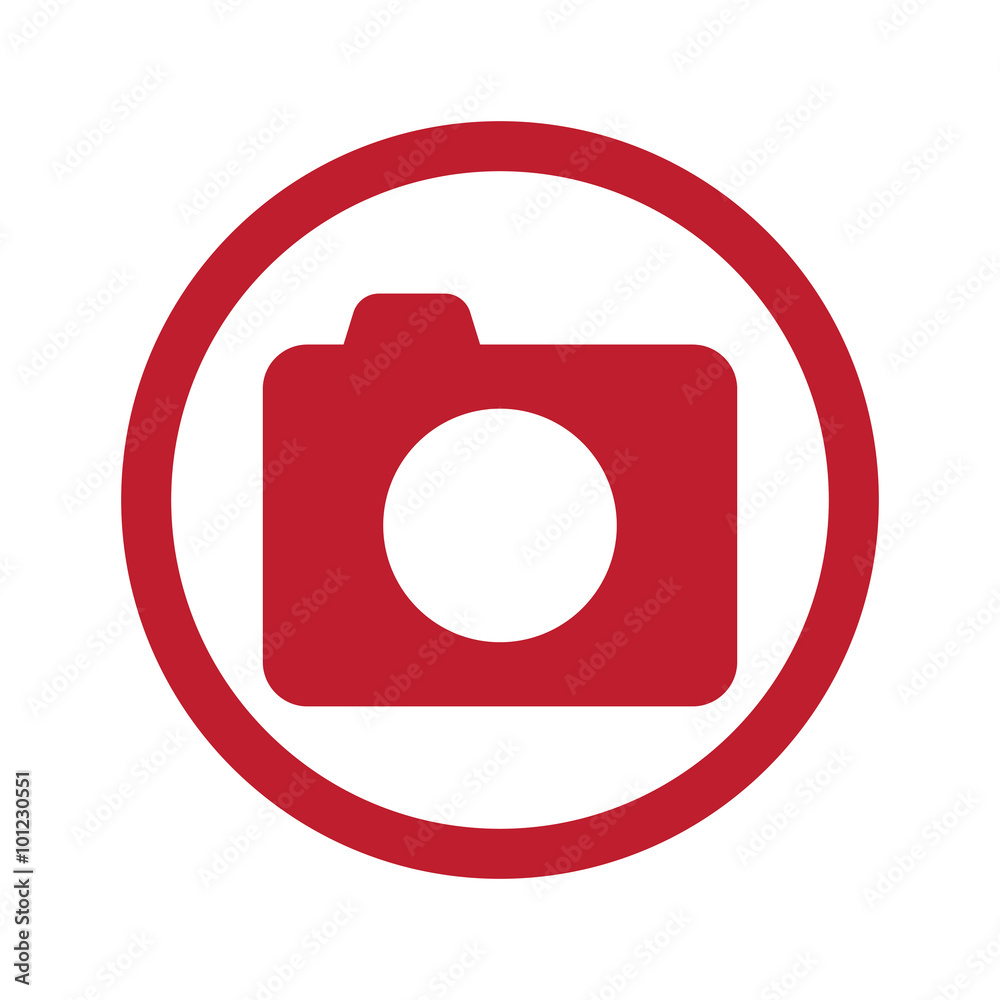 Flat red Camera icon in circle on white Flat red Camera icon in circle on white