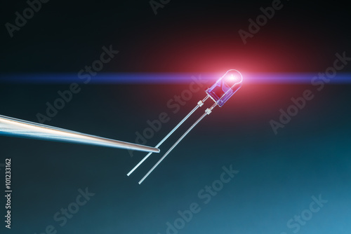 led diode on blue background photo
