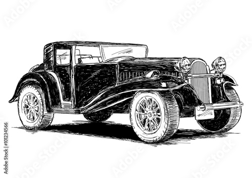 Vintage Retro Classic Old Car Vector Illustration