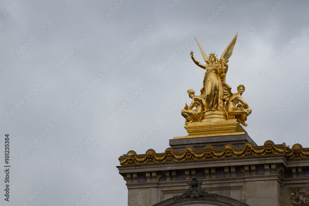 Detail of Palais or Opera Garnier & The National Academy of Music in Paris, France