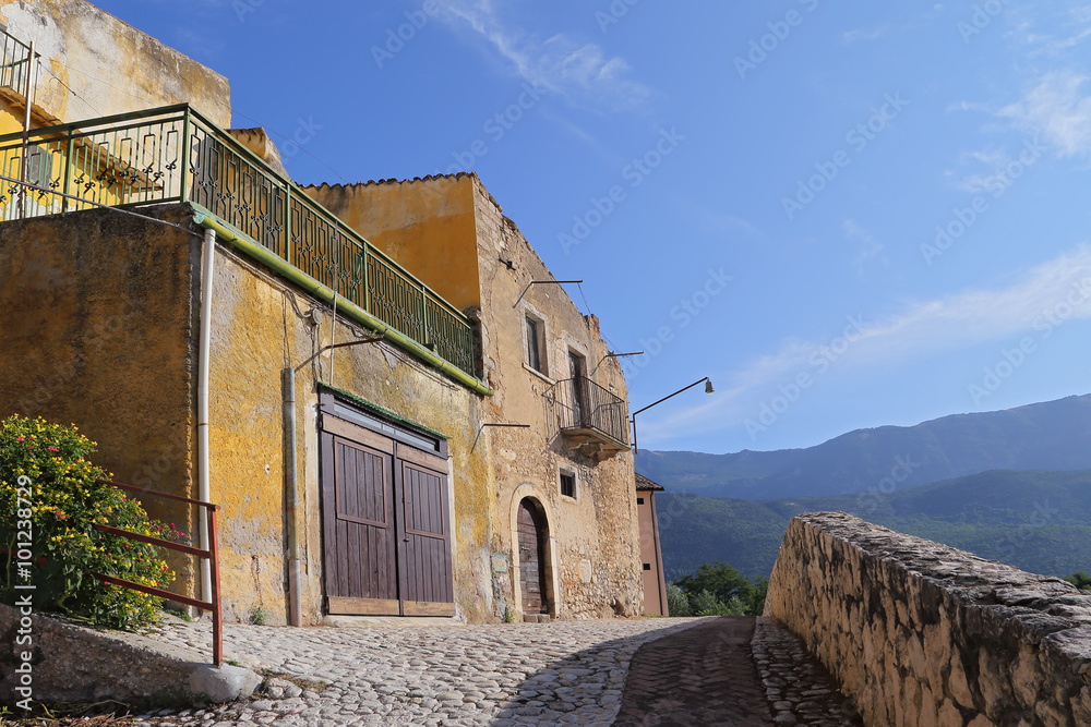 View of the ancient town - Corfinio, L'Aquila, in the region of Abruzzo - Italy