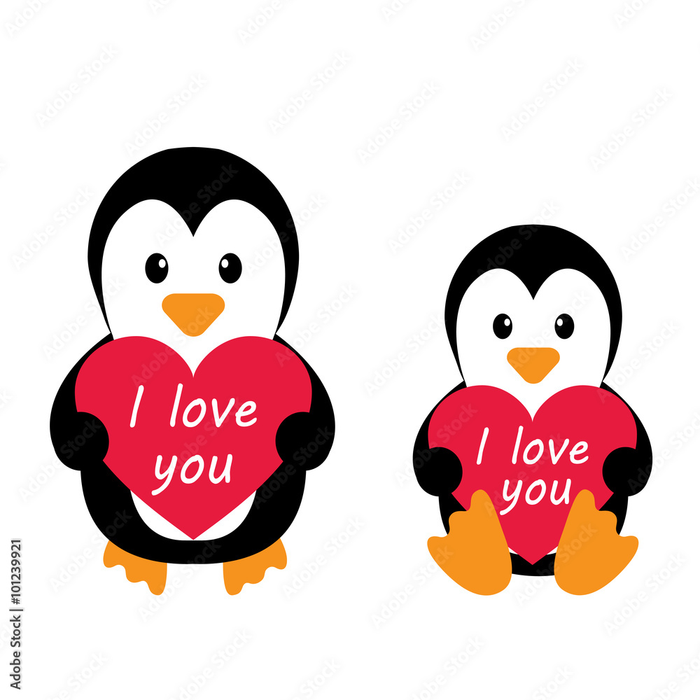penguins and heart and an inscription