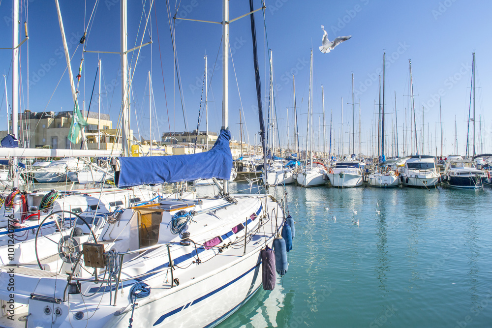 flotta di yachts in un porto italiano, Mar mmediterraneo