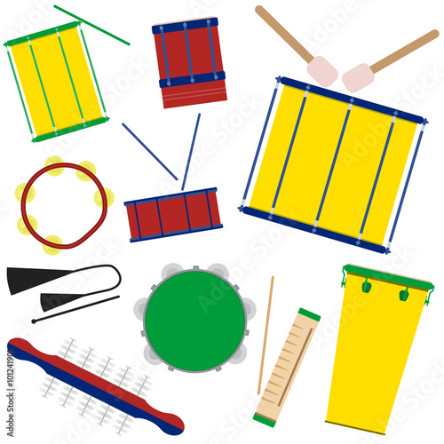 Brazilian carnival samba music instruments.