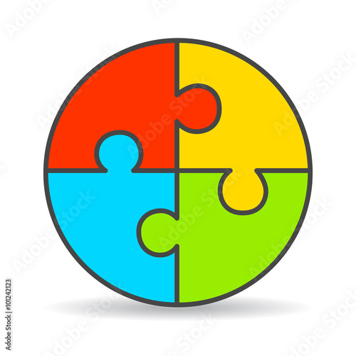 Four part process puzzle diagram