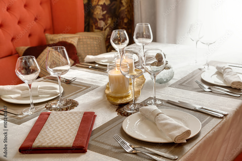 The laid table at restaurant