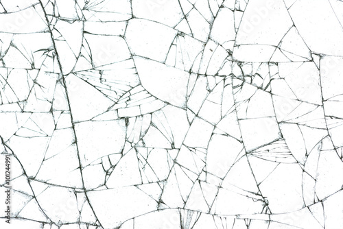 broken glass texture on white background