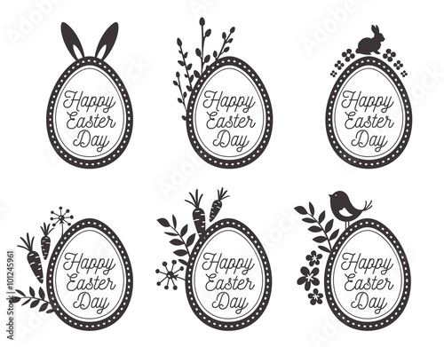 Easter eggs set. Happy easter labels