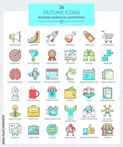 Outline Icons Business and Marketing (Color)