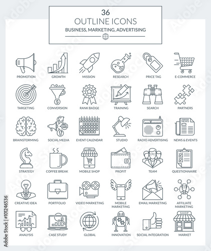 Outline Icons Marketing and Advertising