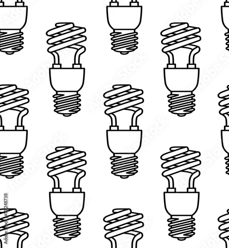 Energy saving light bulbs seamless pattern. Vector.