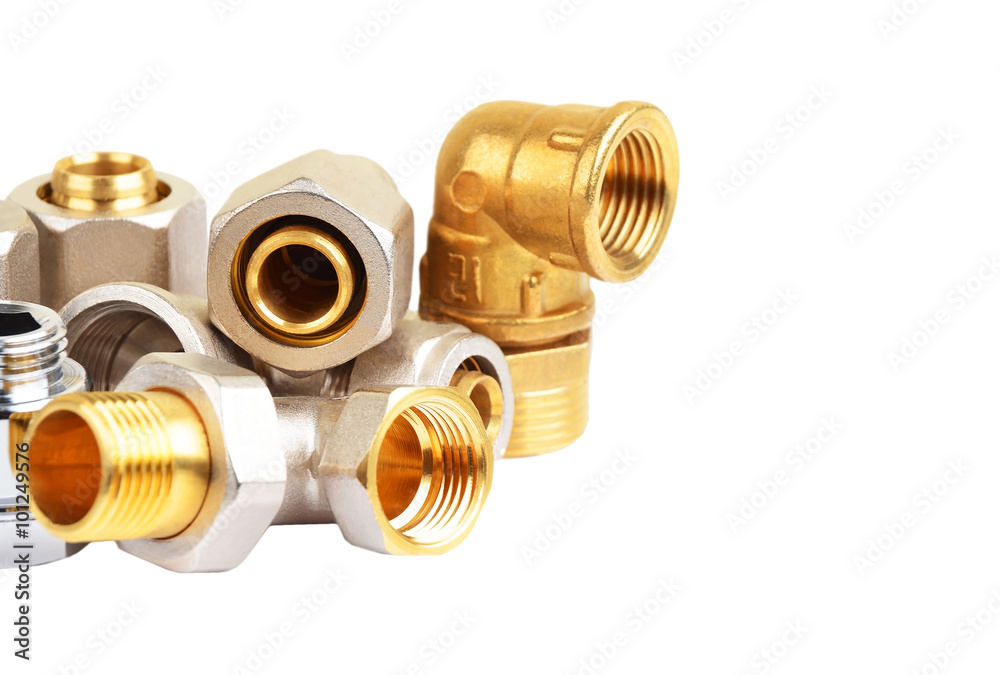 Set of plumbing fitting, isolated on white background Set of plumbing fitting, isolated on white background