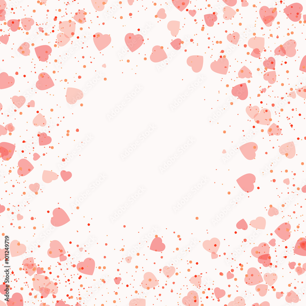 Valentines day frame with beautiful pink hearts.Vector background.