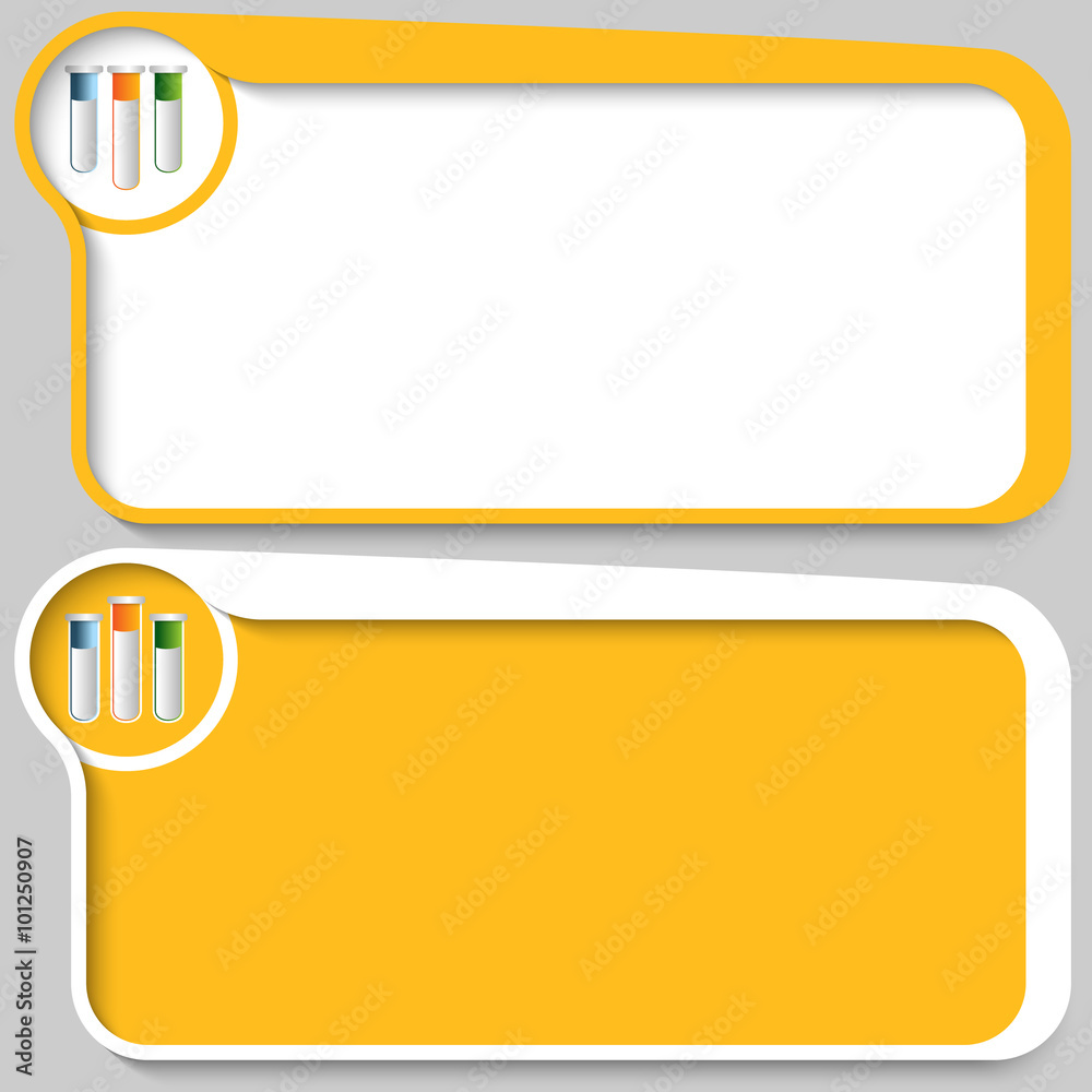 Two yellow vector text boxes and test tubes Two yellow vector text boxes and test tubes
