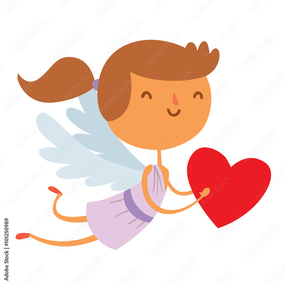 Valentine Day cupid angels cartoon style vector illustration Valentine Day cupid angels cartoon style vector illustration