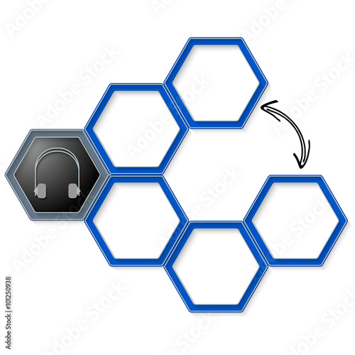 Vector hexagons for your text and headphones