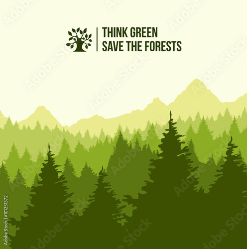 Tree landscape, think green concept illustration