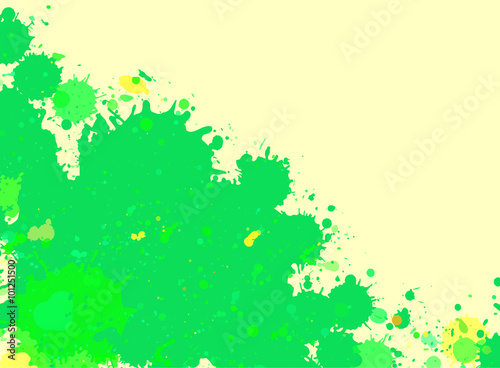 Green watercolor paint splashes frame
