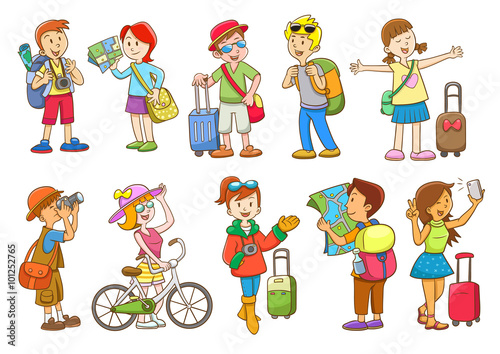 set of  travel cartoon character